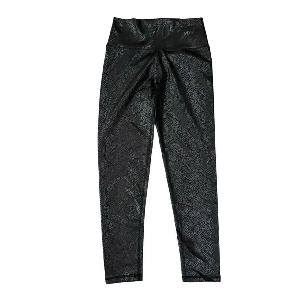 Offline by Aerie high-waisted black leggings embossed glossy size L NWT